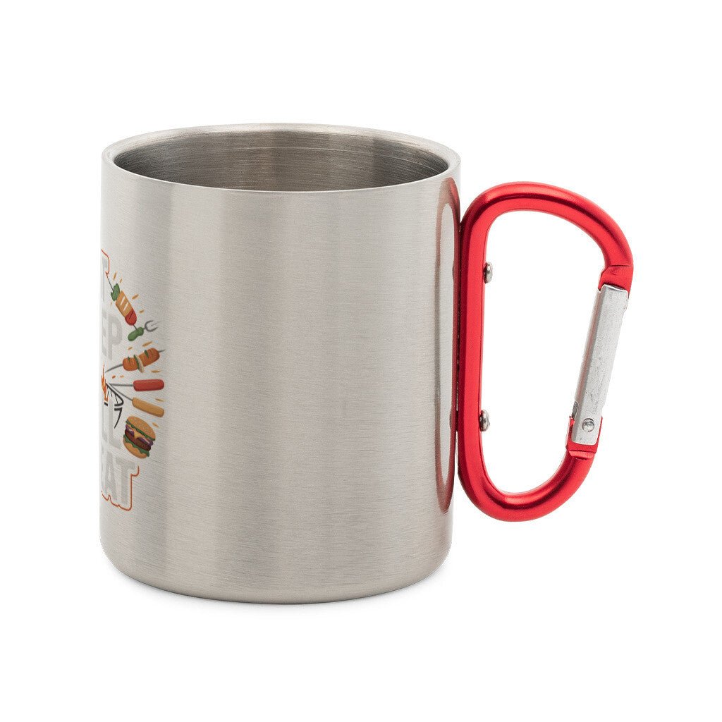 Eat Sleep Grill Repeat - Edelstahl - Tasse mit Karabiner | Mug | Meatware