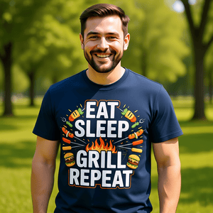 Eat Sleep Grill Repeat - HigherBlanks Premium T-Shirt | T-Shirt | Meatware