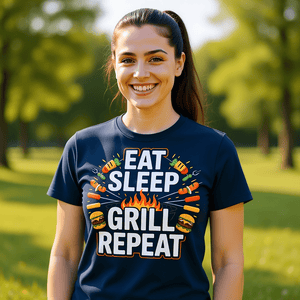 Eat Sleep Grill Repeat - HigherBlanks Premium T-Shirt | T-Shirt | Meatware