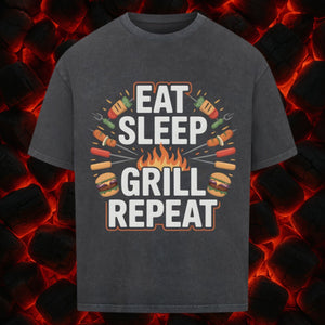 Eat Sleep Grill Repeat - VACANCY Oversized Shirt | T-Shirt | Meatware