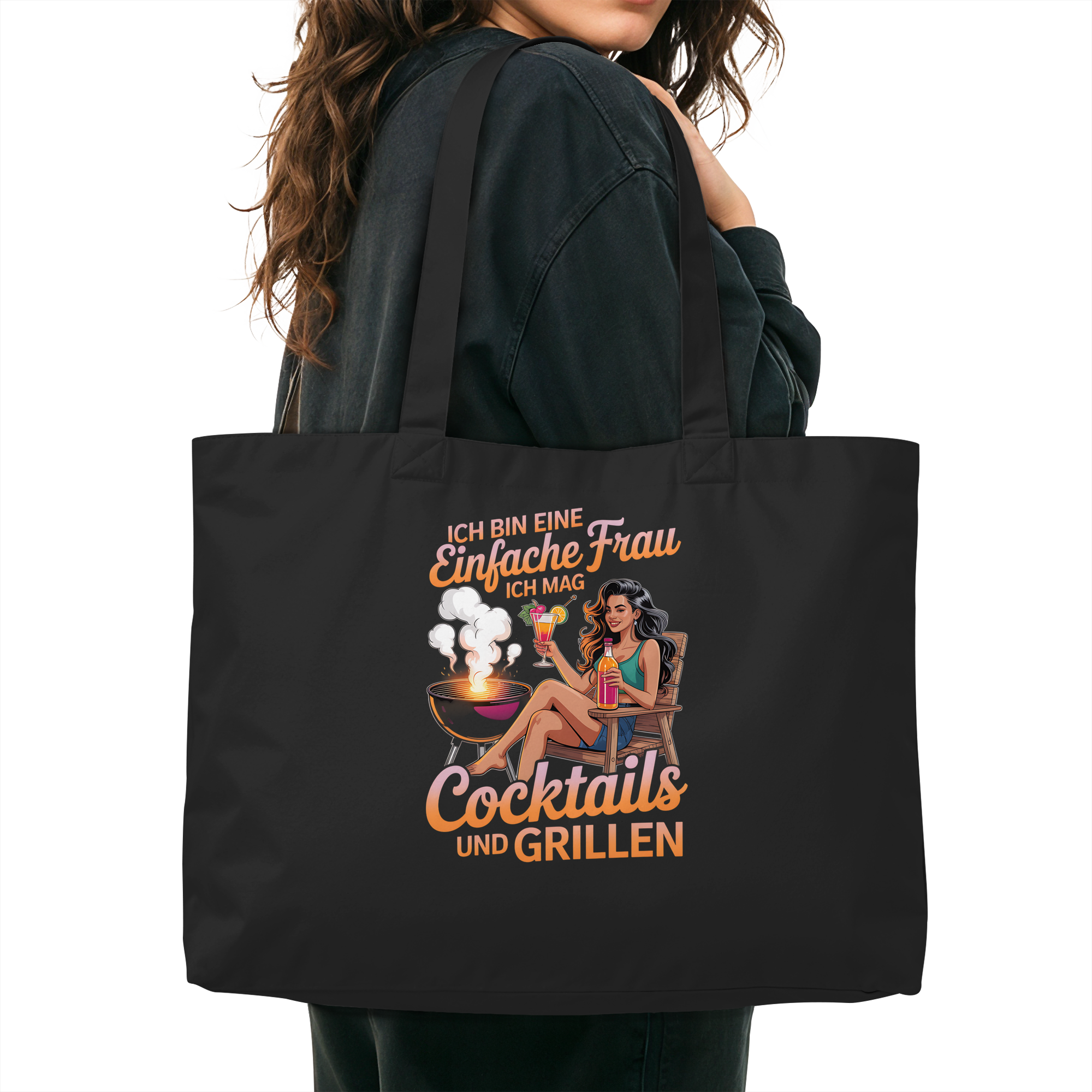 Einfache Frau - Cocktails und Grillen - Organic Shopping-Bag