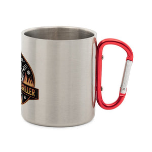 Ganzjahresgriller - Logo - Edelstahl - Tasse mit Karabiner | Mug | Meatware