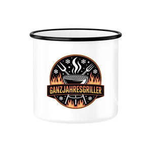 Ganzjahresgriller - Logo - Emaille Tasse | Mug | Meatware