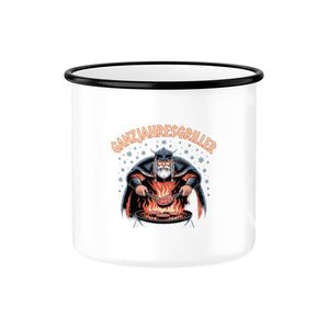 Ganzjahresgriller Wikinger - Emaille Tasse | Mug | Meatware