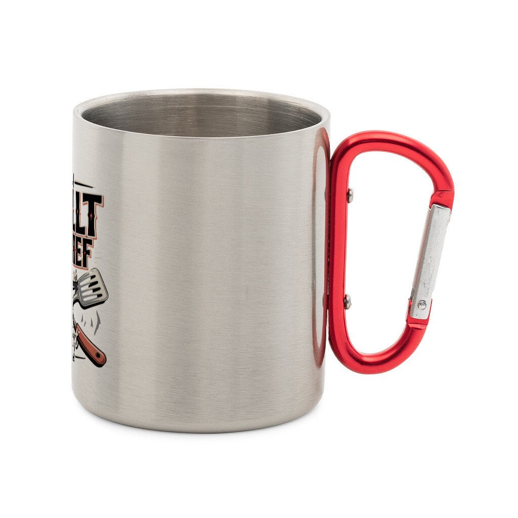 Hier grillt der Chef persönlich - Edelstahl - Tasse mit Karabiner | Mug | Meatware