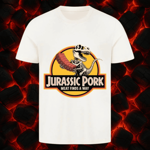 Jurassic Pork – Meat Finds a Way - HigherBlanks Premium T-Shirt | T-Shirt | Meatware
