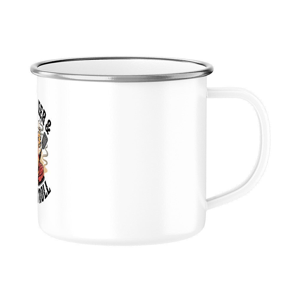 Meat, Beer & Rock N roll - Emaille Tasse | Mug | Meatware