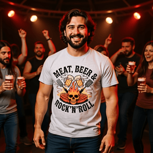 Meat, Beer & Rock N roll - HigherBlanks Premium T-Shirt | T-Shirt | Meatware