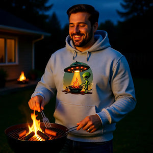Premium Hoodie mit Alien BBQ Intergalactic Grill Session von Meatware im BBQ-Lifestyle Look