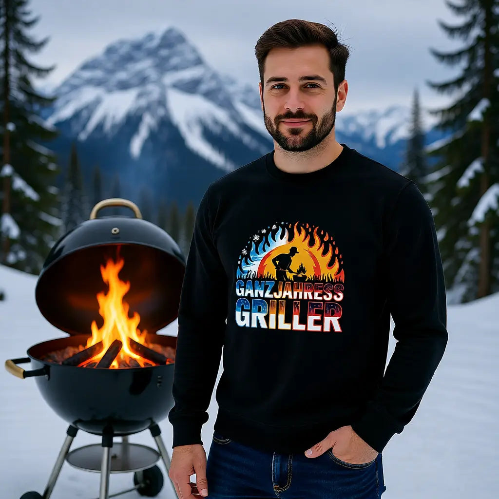 Premium Sweatshirt mit Ganzjahres-Griller von Meatware im BBQ-Lifestyle Look