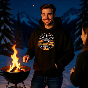 Oversized Hoodie mit Ganzjahresgriller Feuer & Schnee Emblem von Meatware im BBQ-Lifestyle Look