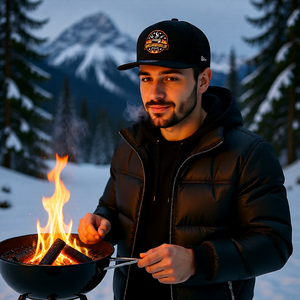 Snapback Cap mit Ganzjahresgriller Feuer & Schnee Emblem von Meatware im BBQ-Lifestyle Look