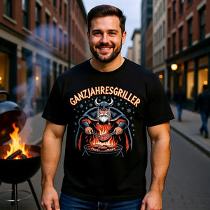 Oversized Shirt mit Ganzjahresgriller Wikinger am Grill von Meatware im BBQ-Lifestyle Look
