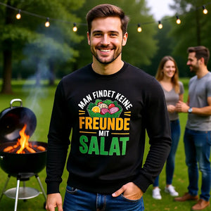 Premium Sweatshirt mit Man findet keine Freunde mit Salat von Meatware im BBQ-Lifestyle Look
