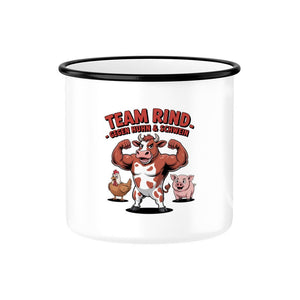 Team Rind - gegen Huhn & Schwein - Emaille Tasse | Mug | Meatware