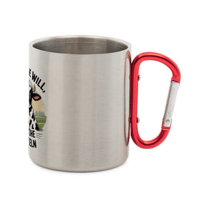 Wer Sahne will, muss Kühe schütteln - Edelstahl - Tasse mit Karabiner | Mug | Meatware