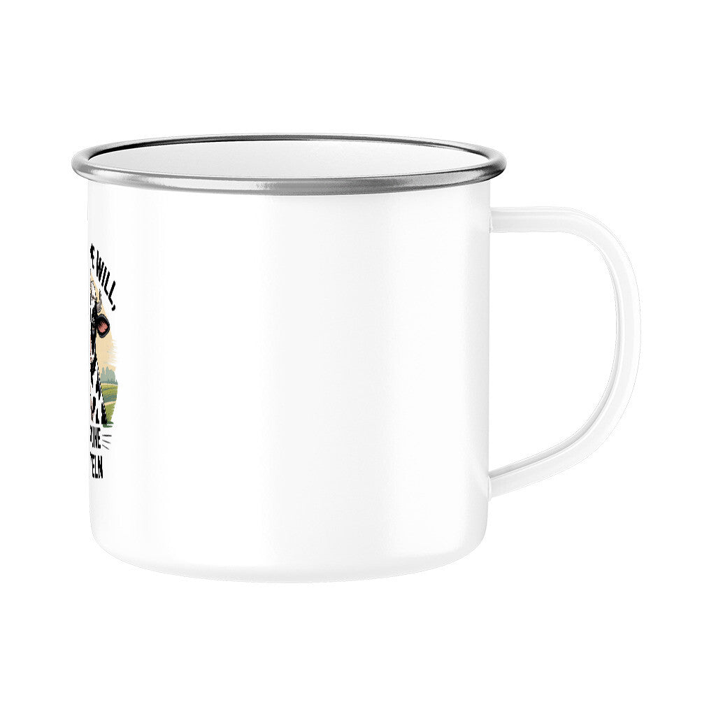 Wer Sahne will, muss Kühe schütteln - Emaille Tasse | Mug | Meatware