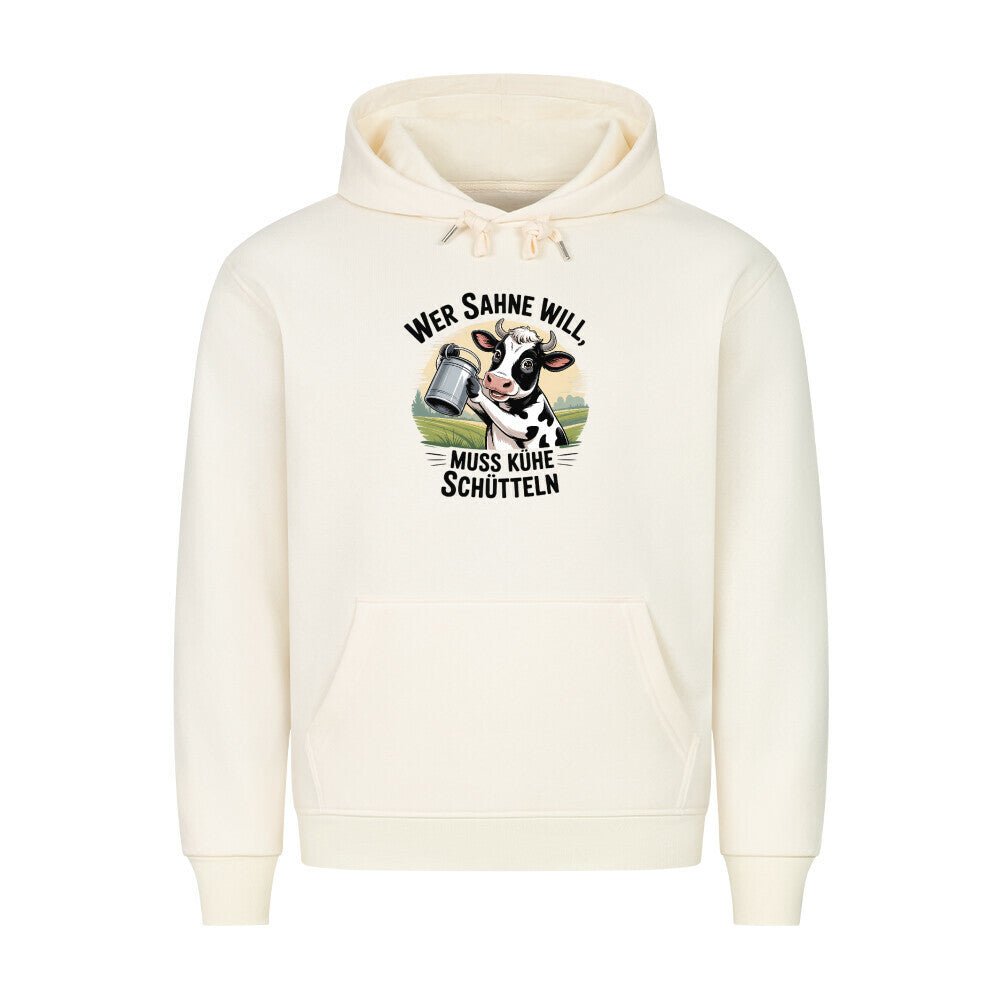 Wer Sahne will, muss Kühe schütteln - HigherBlanks Premium Hoodie | Hoodie | Meatware