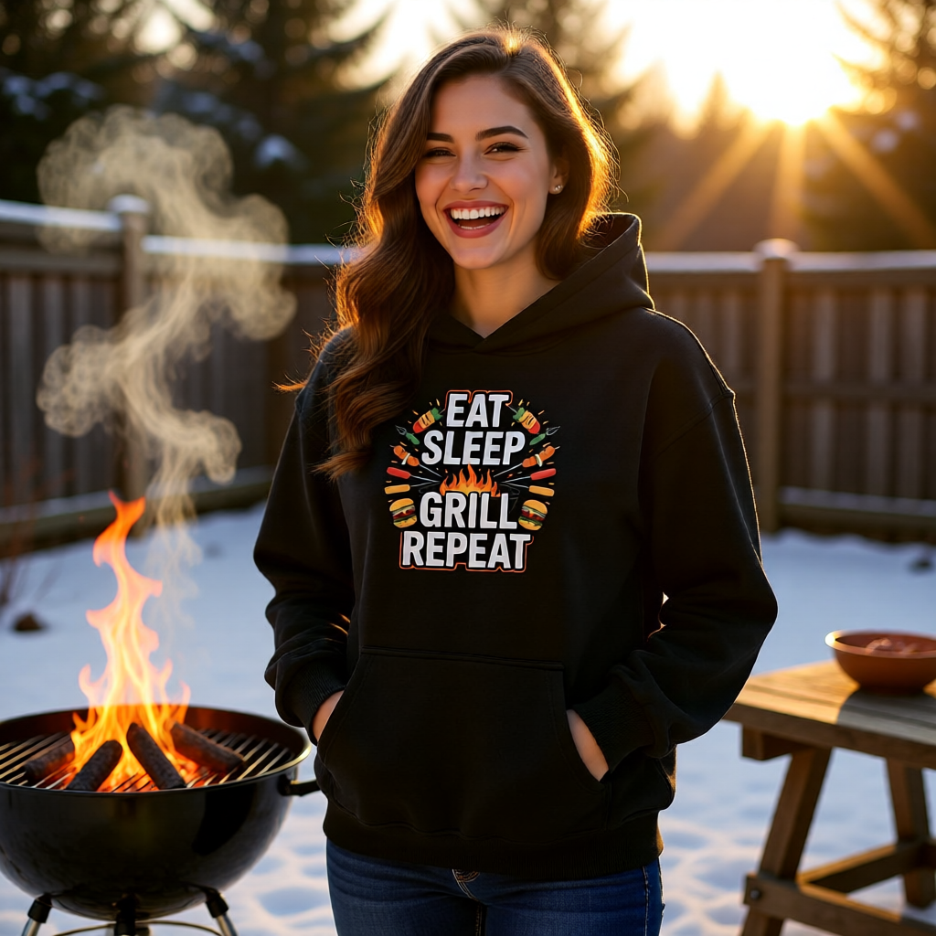 🔥 Eat Sleep Grill Repeat – Oversized Hoodie