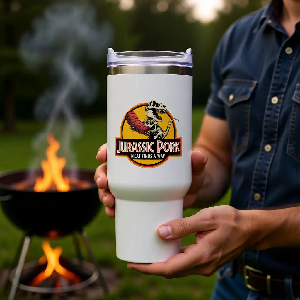 🦖 Jurassic Pork – Thermobecher für echte Grill-Legenden MarketPrint