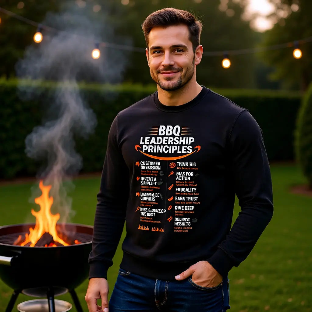 🔥 BBQ Leadership Principles – Premium Sweatshirt MarketPrint