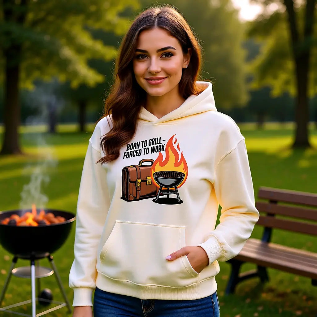 🔥 Born to Grill – Forced to Work – Oversized Hoodie MarketPrint