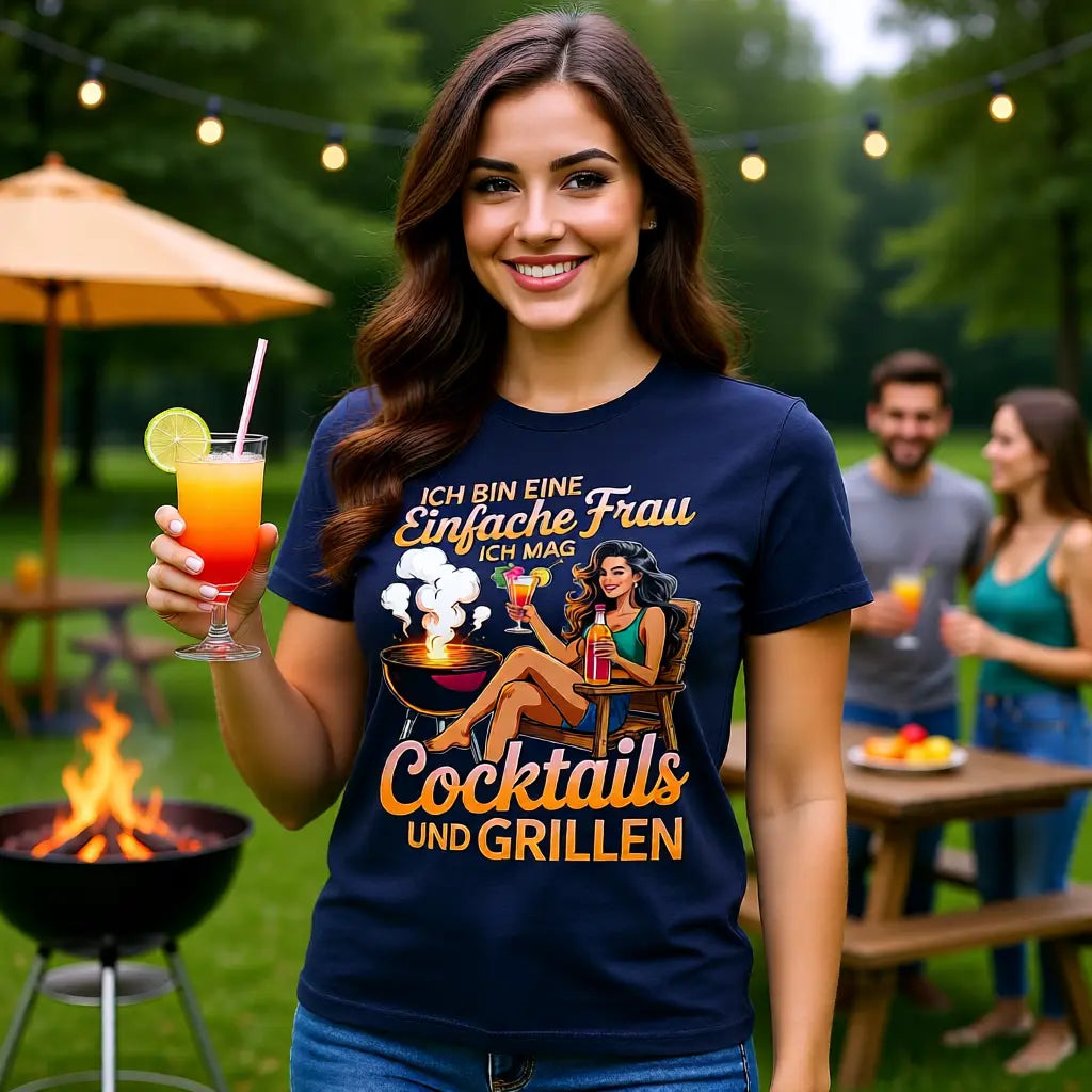 🍹🔥 Einfache Frau – Cocktails & Grillen – Premium T-Shirt MarketPrint