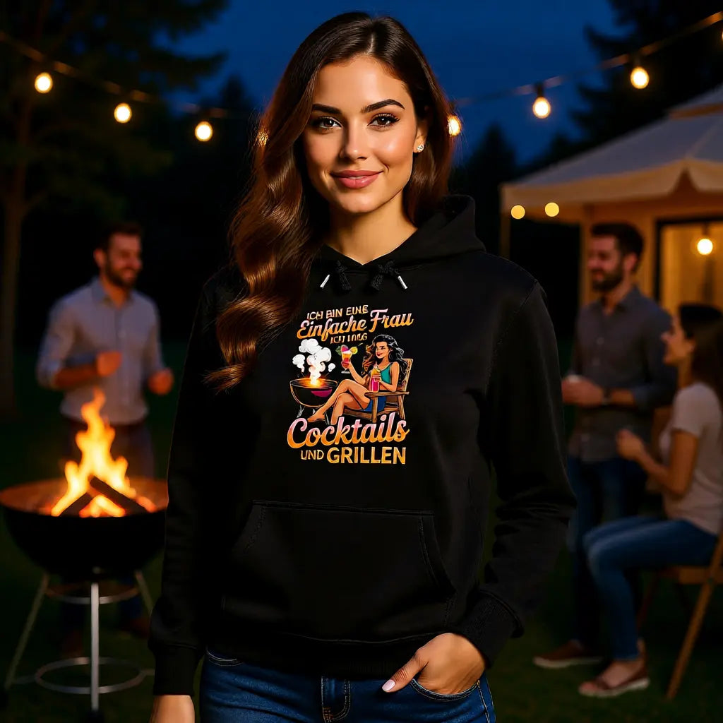 🍹🔥 Einfache Frau – Cocktails & Grillen – Premium Hoodie MarketPrint