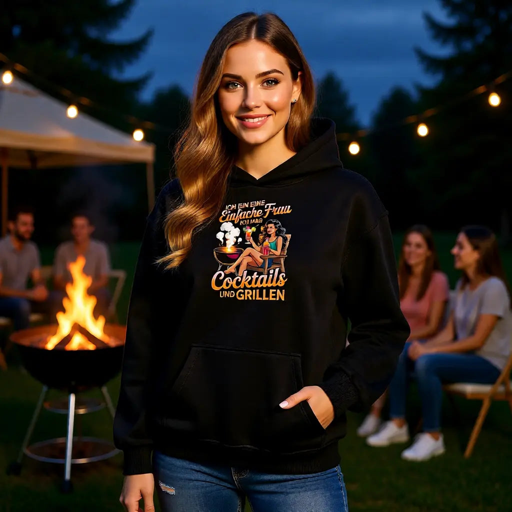 🍹🔥 Einfache Frau – Cocktails & Grillen – Oversized Hoodie MarketPrint