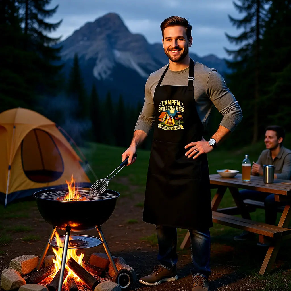 🏕️🔥🍺 Campen, Grillen & Bier – Kochschürze MarketPrint