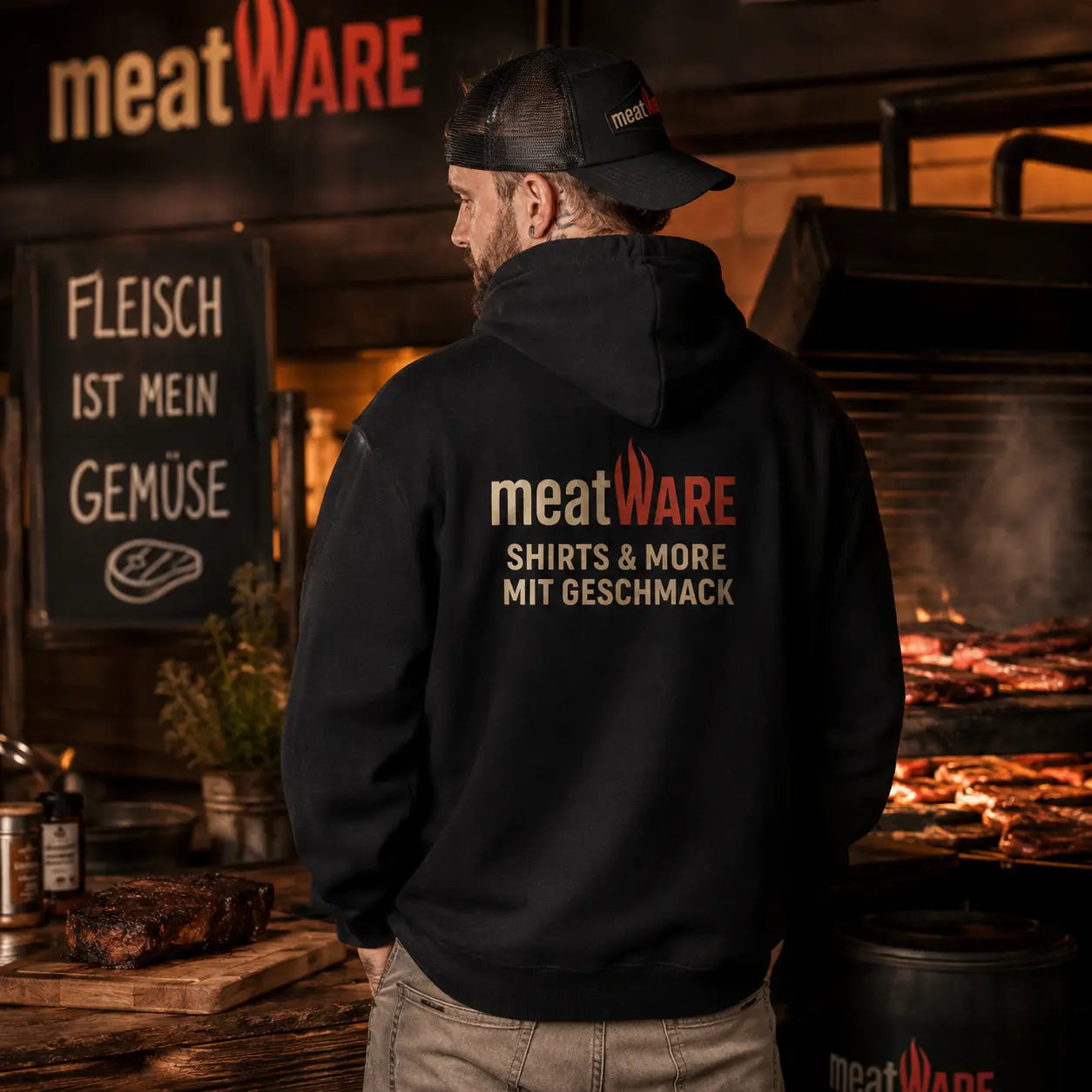 meatWARE Oversized Hoodie – Front &amp; Back Print