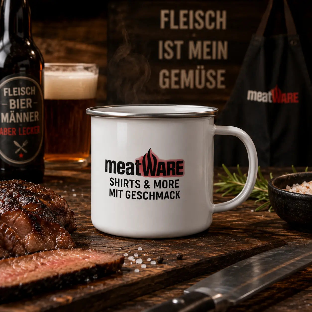 meatWARE logo – enamel mug