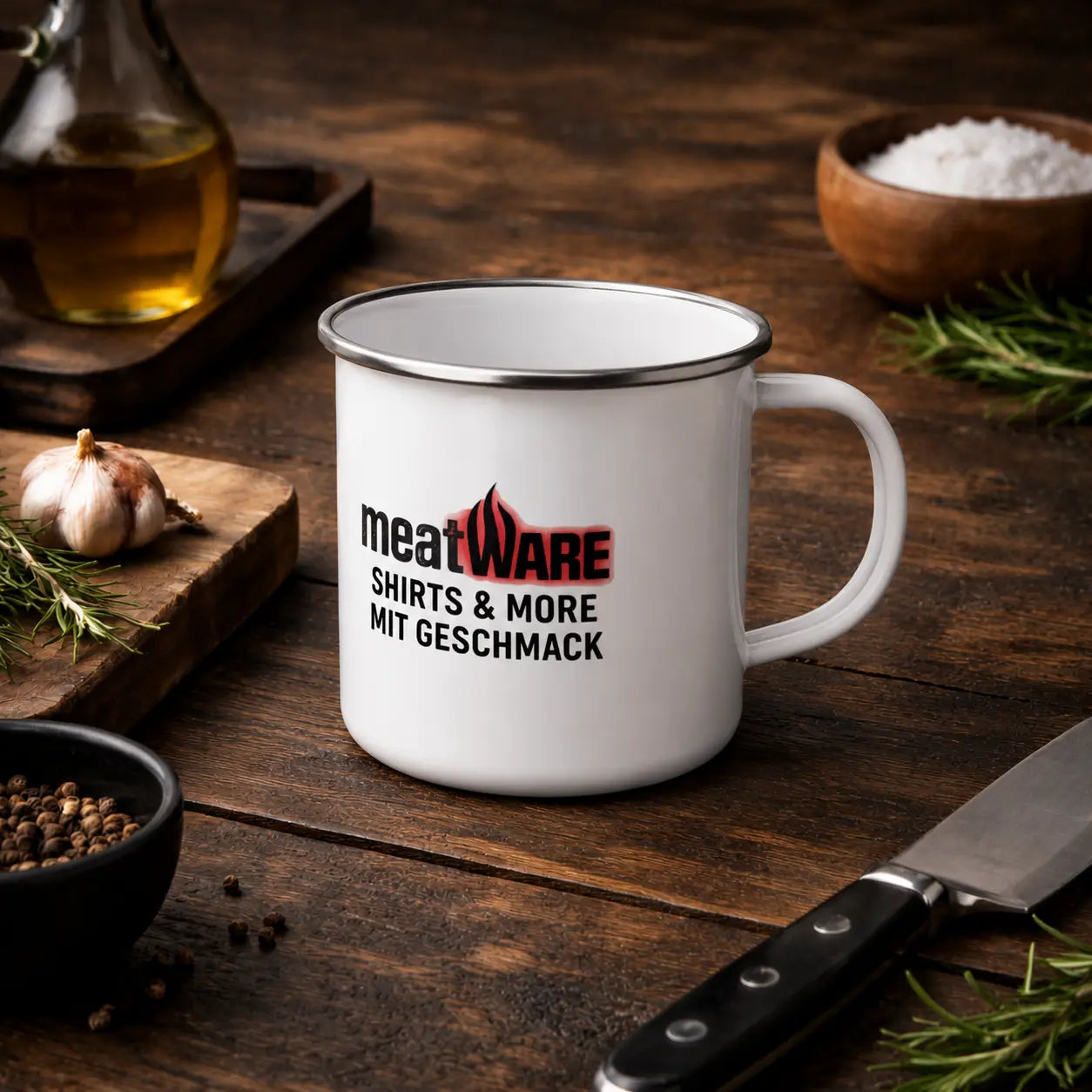 meatWARE logo – enamel mug