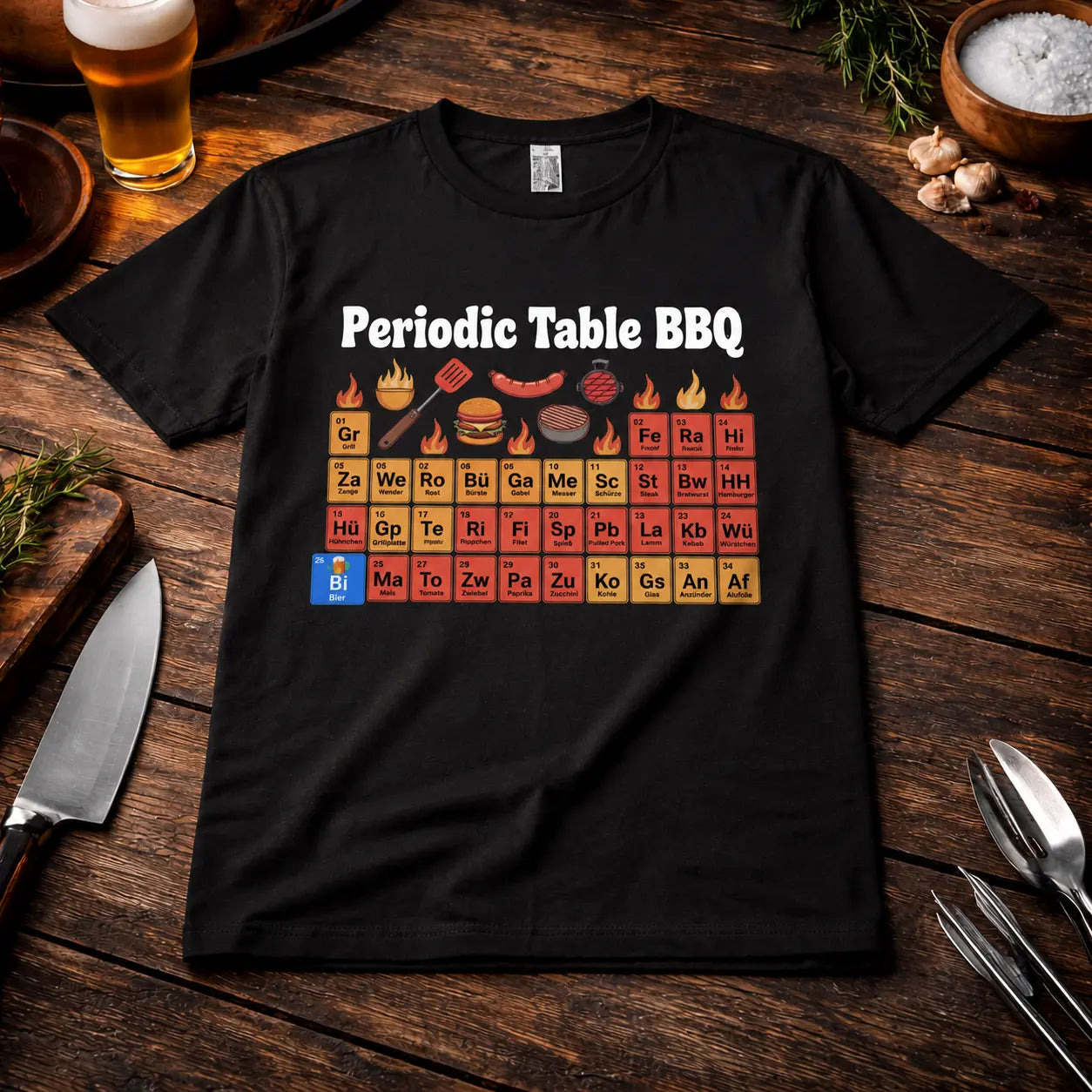 Periodic Table BBQ Shirt – Funny Grill &amp; Chemistry T-Shirt