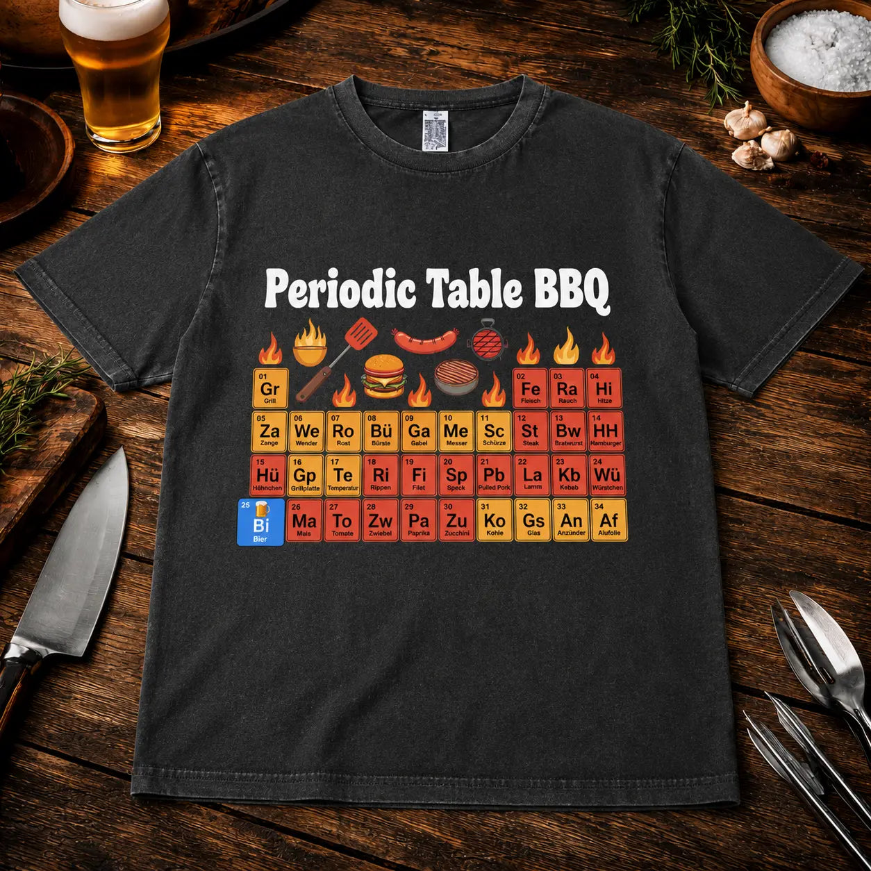 Periodic Table BBQ – Oversized Shirt