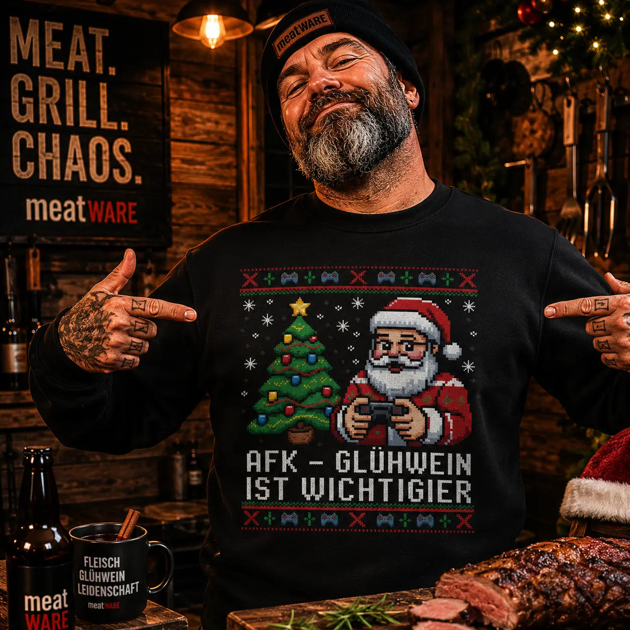 AFK - Mulled wine is more important - Ugly Christmas Sweatshirt