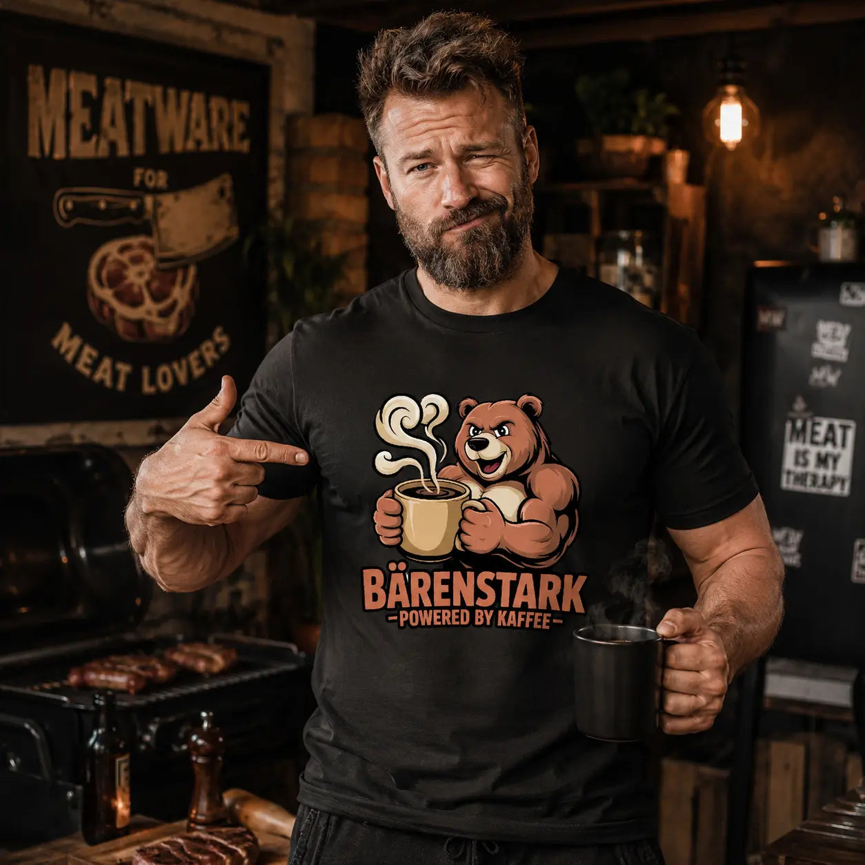 🐻 BEAR STRONG – Powered by Coffee | Premium T-Shirt