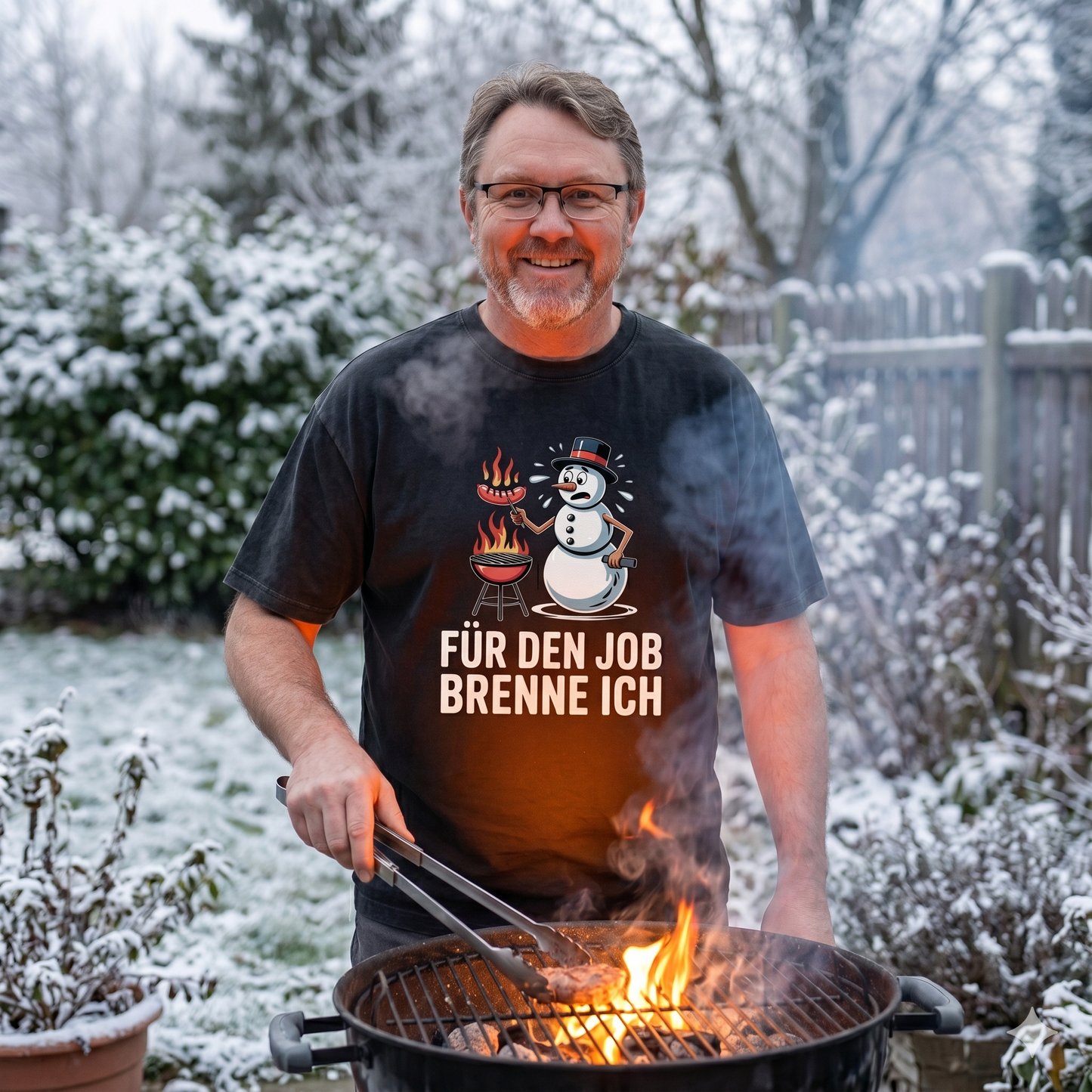 Für den Job brenne ich – Lässiges Oversized T-Shirt (Lustiges Wintergrillen Fanshirt)