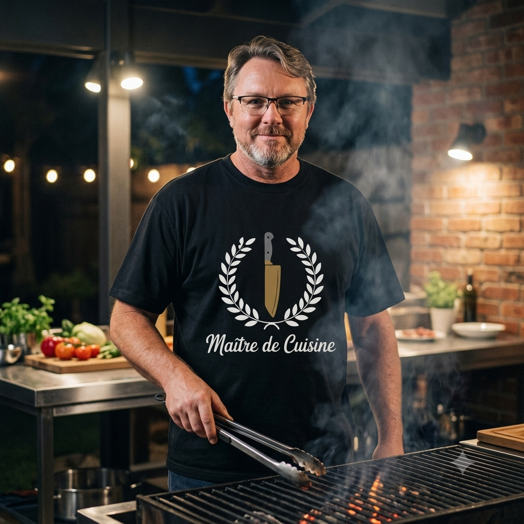 Maître de Cuisine – Oversized T-Shirt für Grillmeister (Urban BBQ Style)