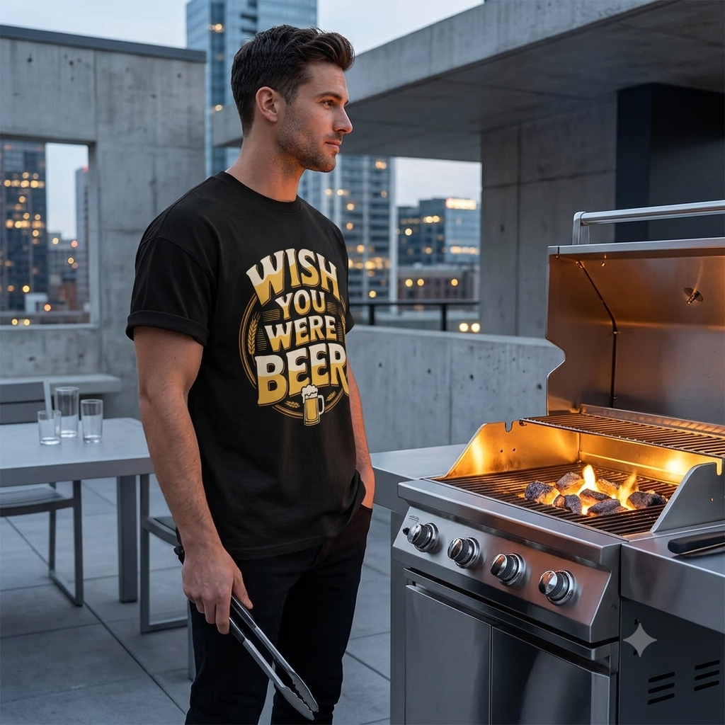Wish You Were Beer – Oversized T-Shirt (Urban Style BBQ)
