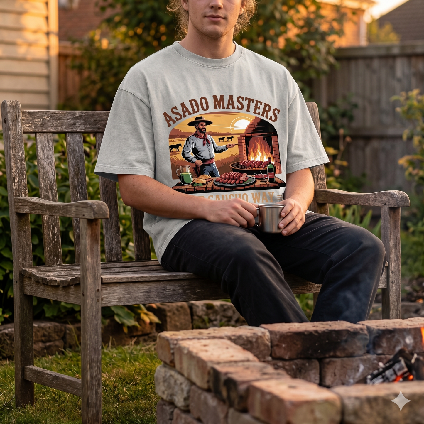 Asado Masters The Gaucho Way – Lässiges Oversized T-Shirt (Argentinisches Grillen & Open Fire Streetwear)