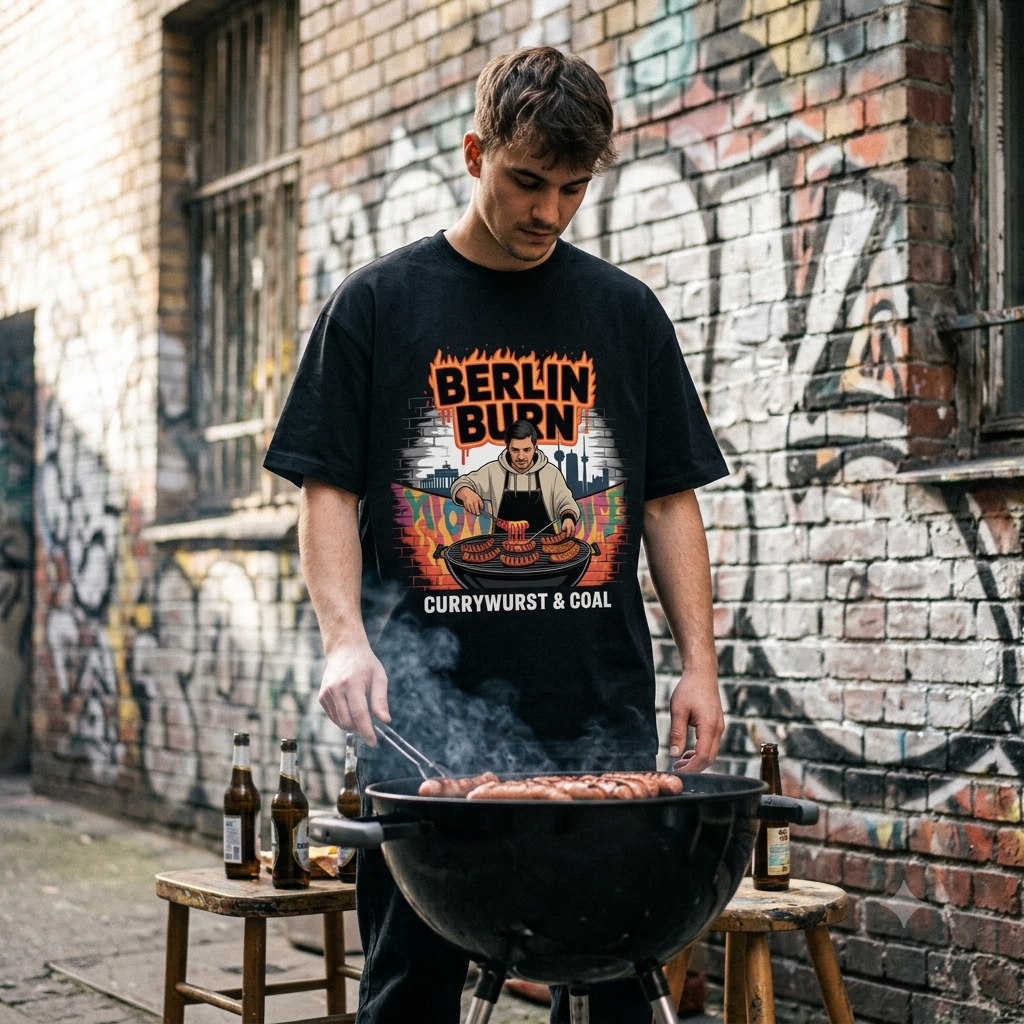 Berlin Burn – Premium T-Shirt (Currywurst & Coal Street Food Outfit)