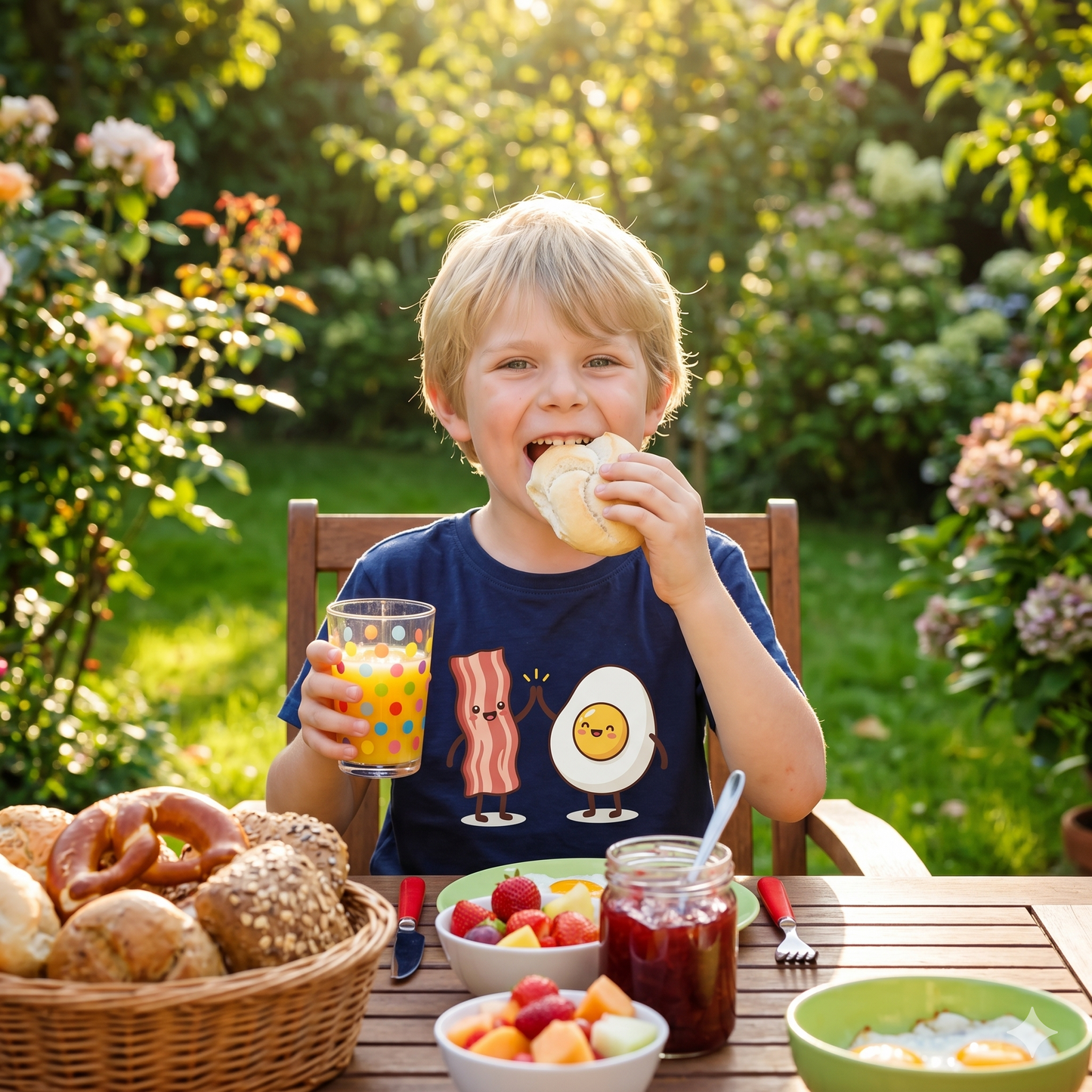 Bacon & Egg Friends – Kinder T-Shirt (Süßes Frühstücks- & Grill-Outfit für Kids)
