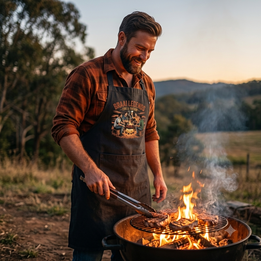 Braai Legends Fire & Friends – Premium Grillschürze (Lustige Südafrika Grill & BBQ Kochschürze)