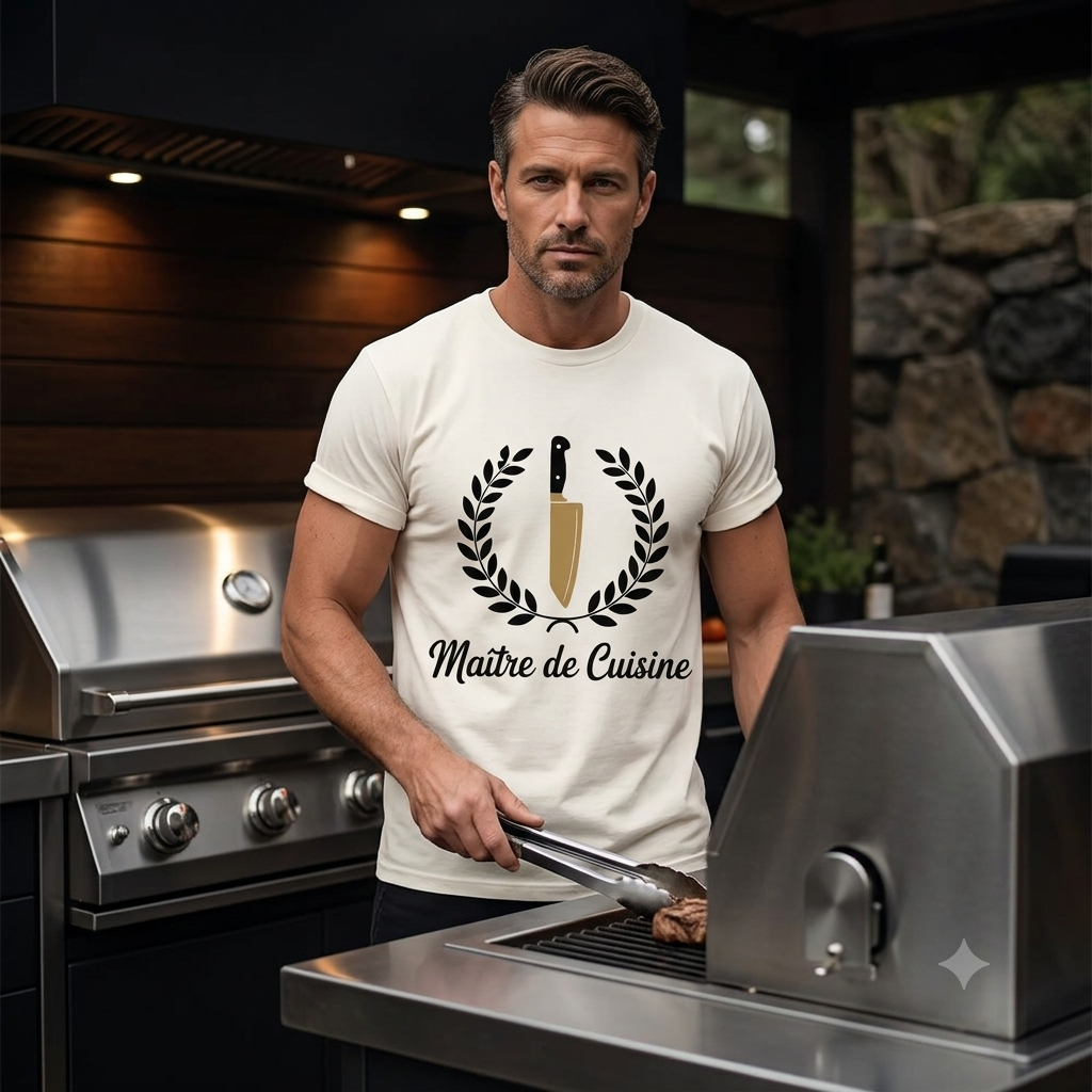 Maître de Cuisine – Premium T-Shirt für Grillmeister & Kulinarik-Experten