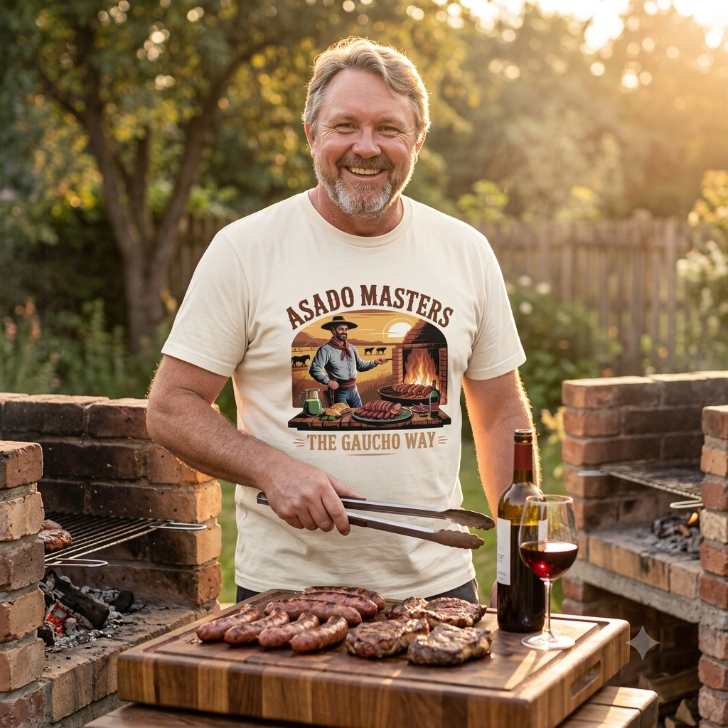 Asado Masters The Gaucho Way – Premium T-Shirt (Argentinisches Grillen & Open Fire Shirt)
