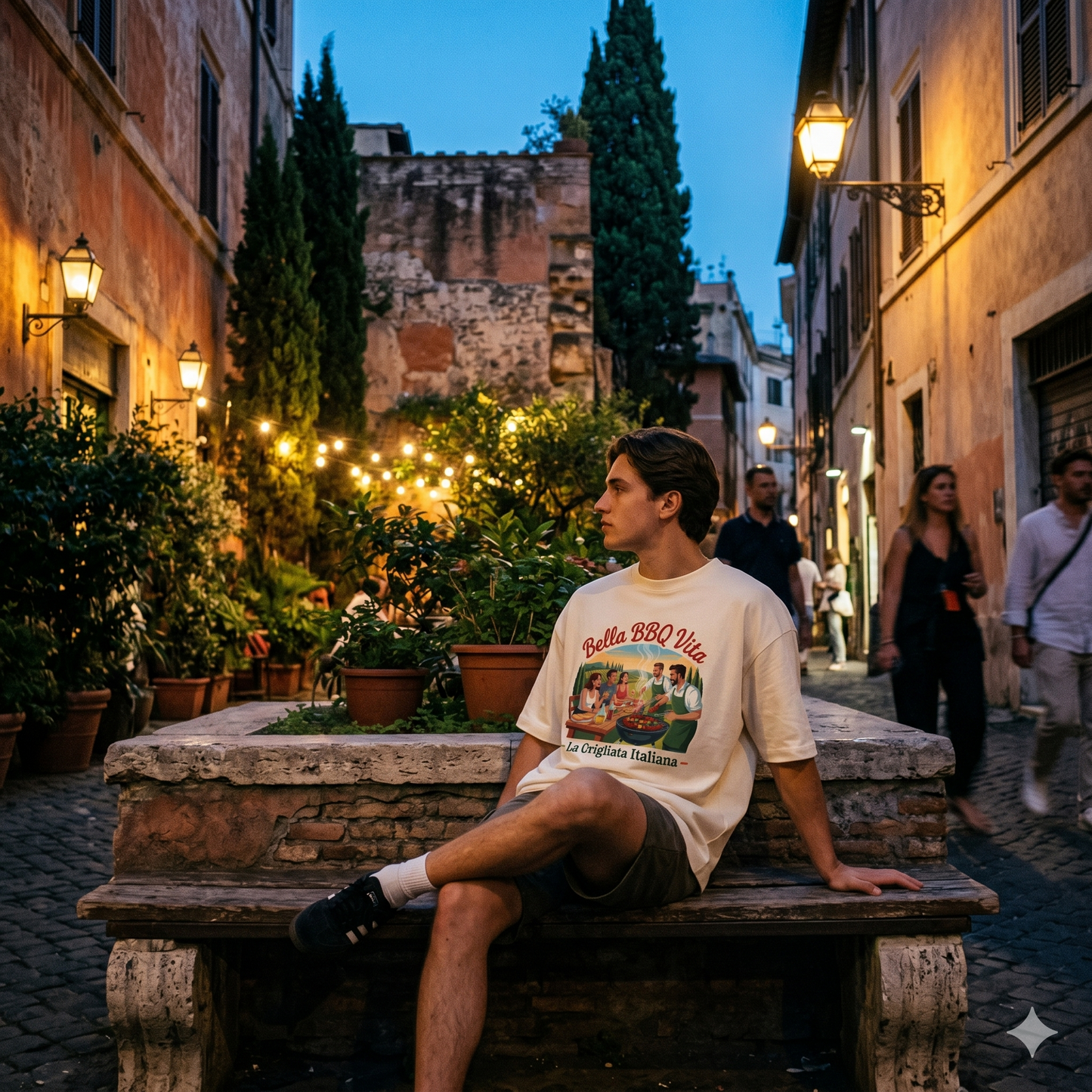 Bella BBQ Vita – Lässiges Oversized T-Shirt (Italien & Grillen Lifestyle Shirt)