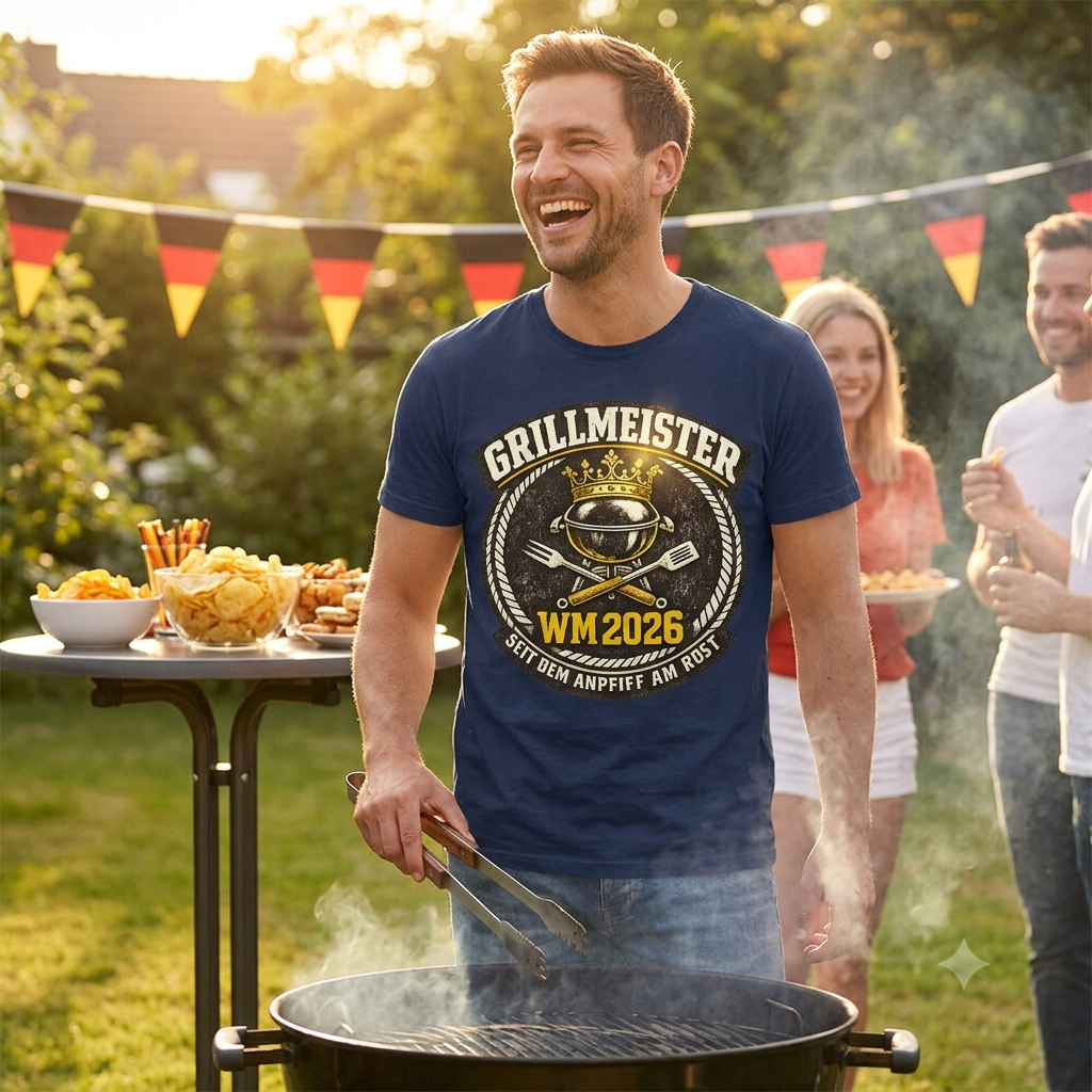Grillmeister WM 2026 – Premium T-Shirt (Lustiges Fußball & Grillen Fanshirt)