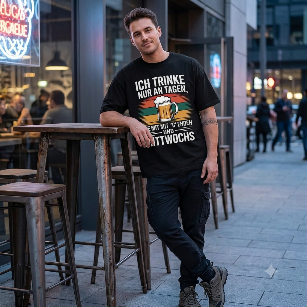 Ich trinke nur an Tagen mit 'G' & Mittwochs – Oversized Bier-Shirt