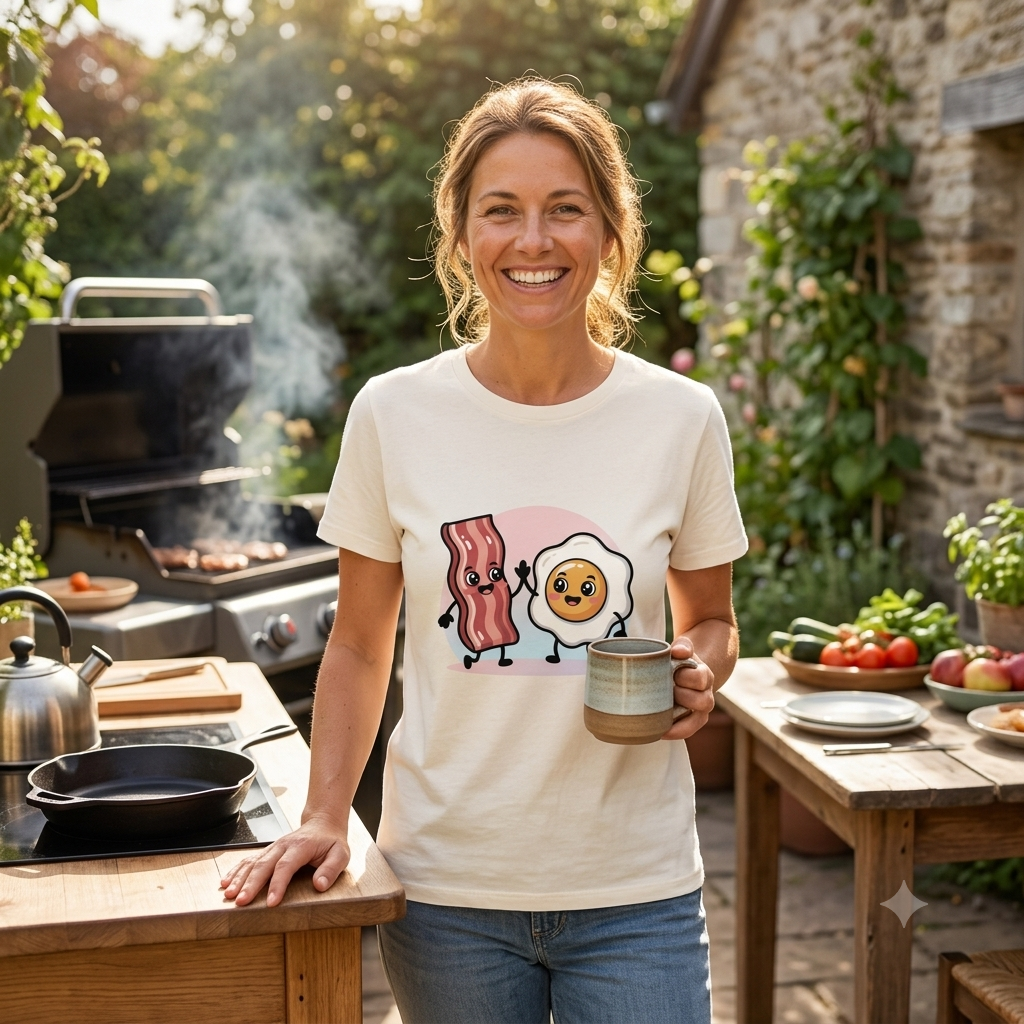 Bacon & Egg Friends – Premium Organic Damen T-Shirt (Nachhaltiges Frühstück & BBQ Outfit)